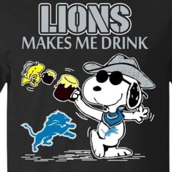 Detroit Lions Make Me Drinks Funny Meme Football NFL Sports Graphic T-Shirt 79 - Picture 2 of 5